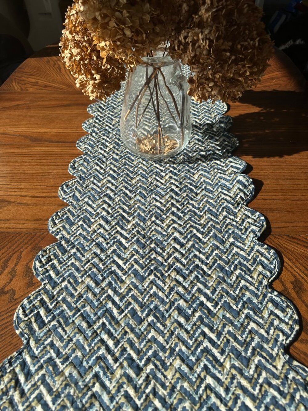 HOST PICK Nicole Miller Quilted Table Runner Blue Floral Farmhouse Reversible
